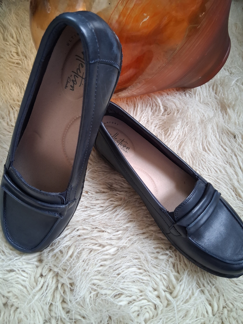 Clarks Black Leather Loafers for Women